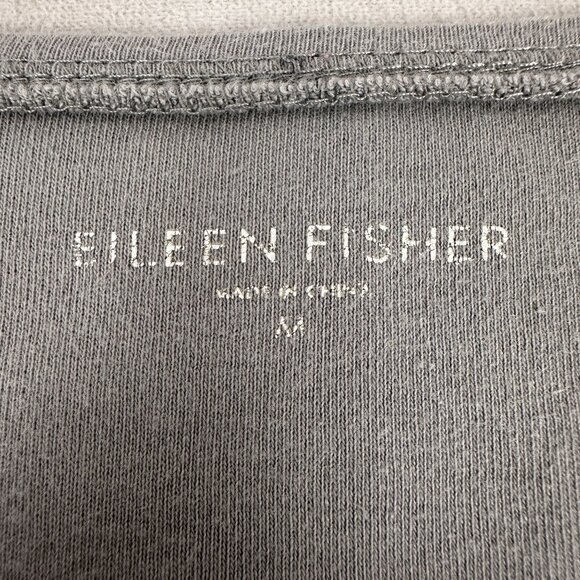 Eileen Fisher Womens 3/4 Sleeve Scoop Neck Top Medium 100% Cotton Gray - Picture 3 of 5
